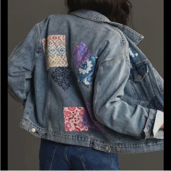 Anthropologie x Dear John Patchwork Denim Trucker Jacket | NWT - Picture 2 of 4